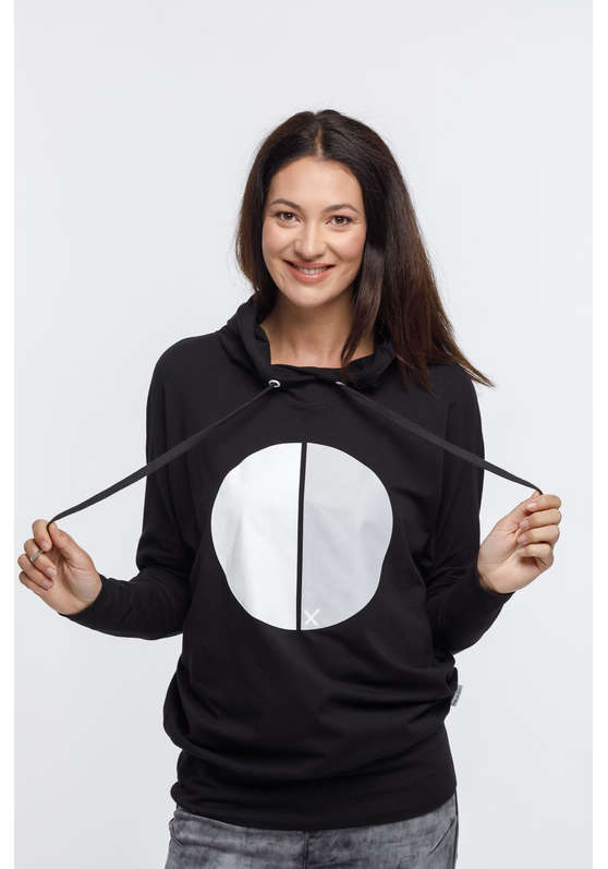 Ellen Hoodie Black with Irregular Pink Stripe X