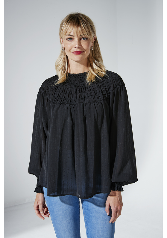 Lyon Shirred Women's Top Duo Clothing Buy Duo Clothing Online Identity Clothing NZ DUO W23