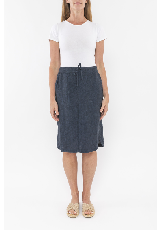 Pull On Linen Skirt