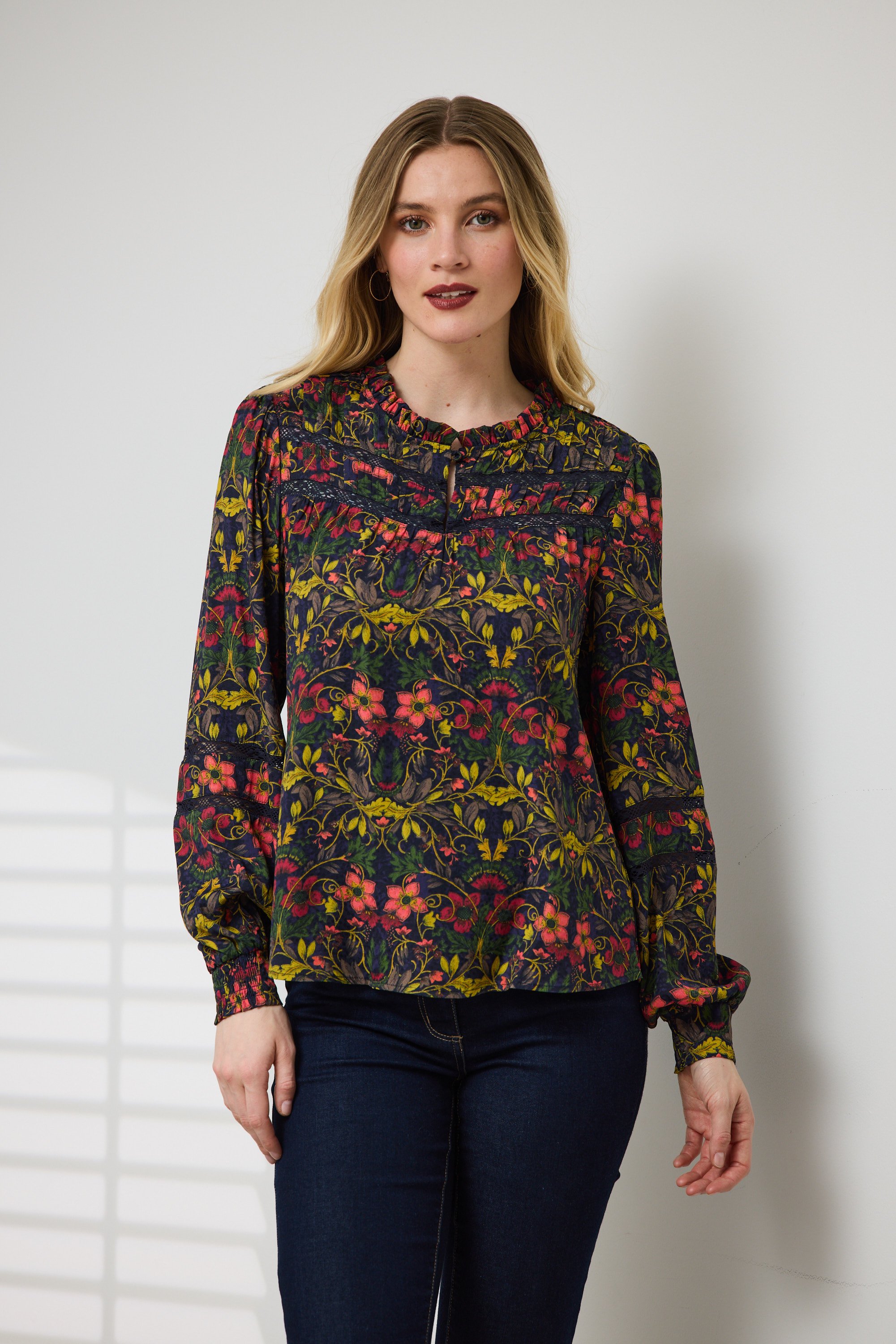 BLOUSON BLOUSE WITH NECK TIE SEAHORSE SONNET