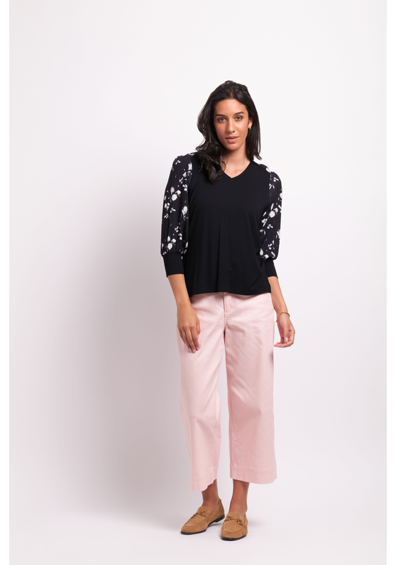 Memo Contrast Woven Shoulder Top