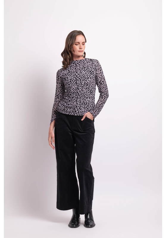 Foil Funnel Neck Gathered Top