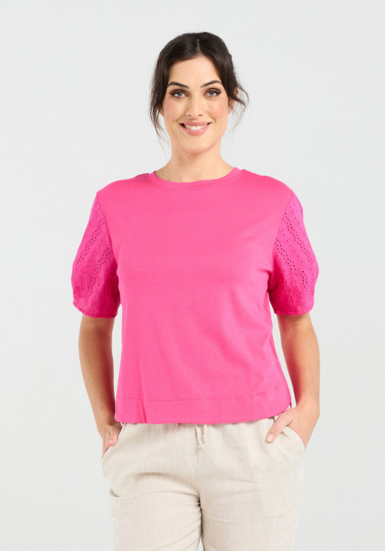 Blackstone Ariane Broderie Sleeve Tee